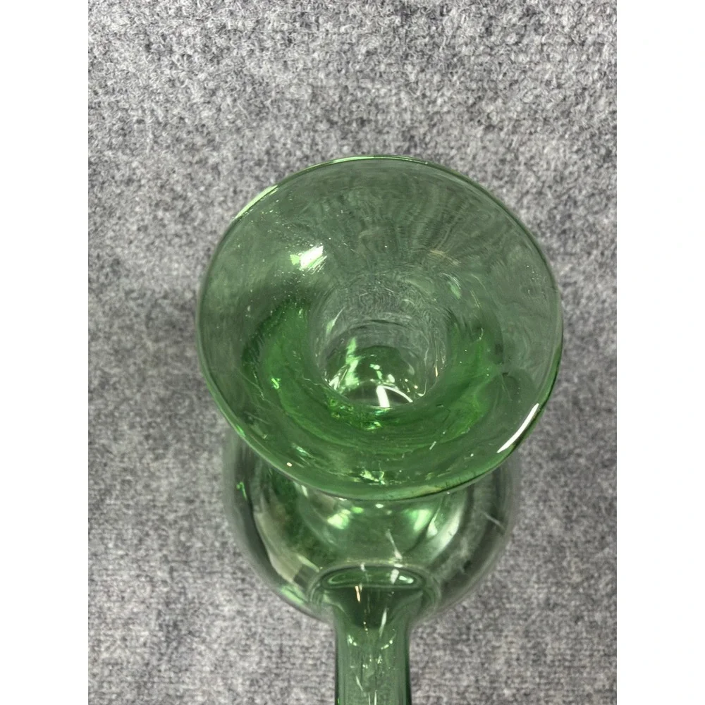 Vintage Green Glass Wine Decanter with Ice Chamber Chiller Spout 12.5 Inch